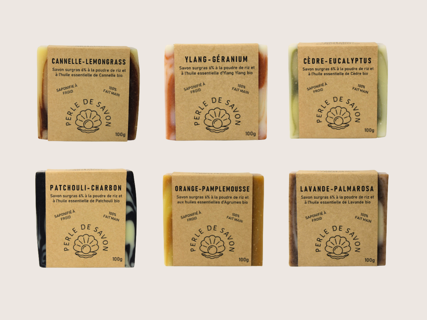 Pack 6 savons surgras aux huiles essentielles