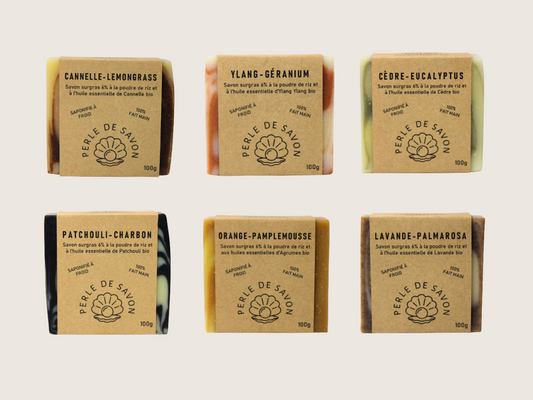 Pack 6 savons surgras aux huiles essentielles